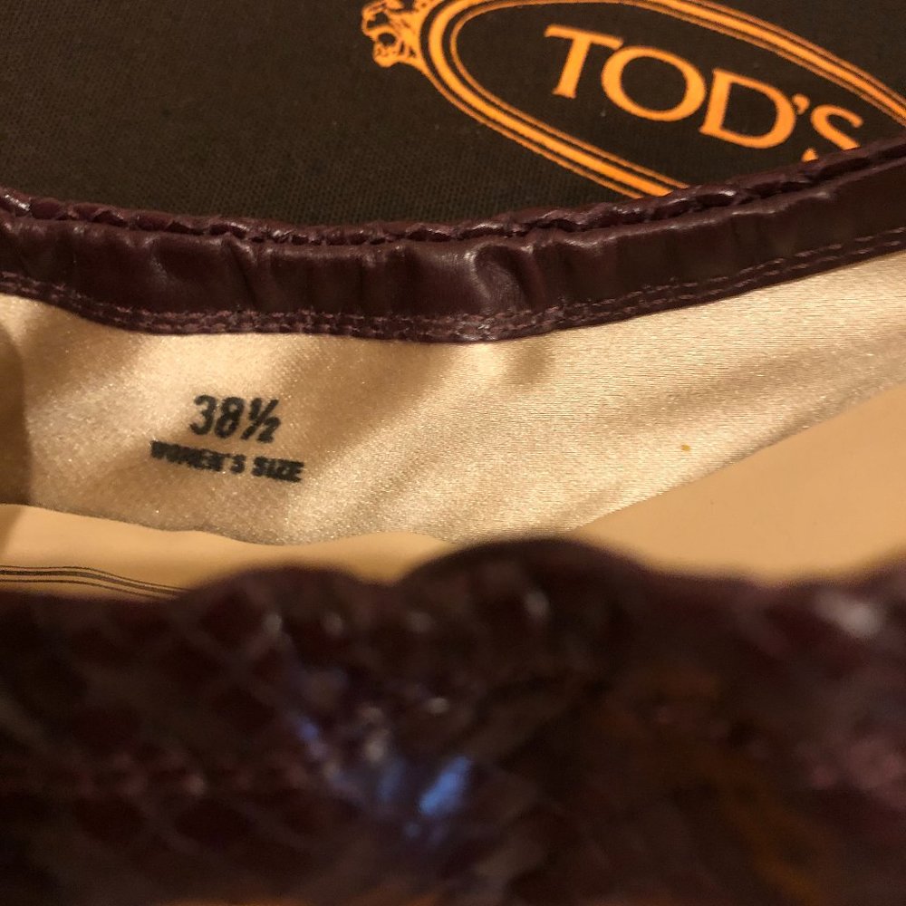 Tod's Python Embossed Leather Ladies Ballet Flat Size 8.5 - Picture 12 of 16